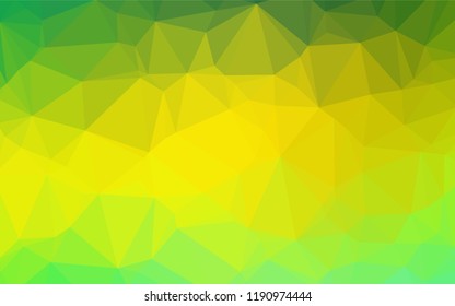 Light Green, Yellow vector hexagon mosaic texture. Triangular geometric sample with gradient.  Triangular pattern for your business design.