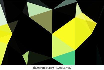 Light Green, Yellow vector hexagon mosaic template. Shining illustration, which consist of triangles. The elegant pattern can be used as part of a brand book.