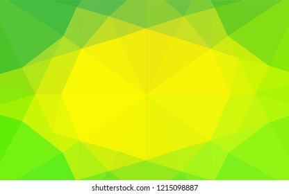 Light Green, Yellow vector hexagon mosaic cover. An elegant bright illustration with gradient. Triangular pattern for your business design.
