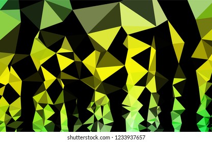 Light Green, Yellow vector hexagon mosaic template. Triangular geometric sample with gradient.  Brand new design for your business.