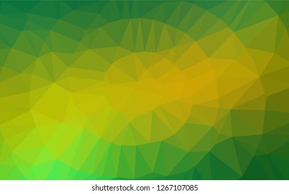 Light Green, Yellow vector hexagon mosaic cover. Modern geometrical abstract illustration with gradient. Triangular pattern for your business design.