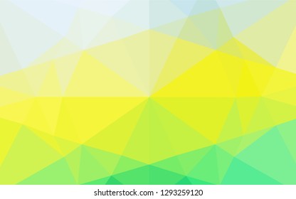 Light Green, Yellow vector hexagon mosaic texture. Triangular geometric sample with gradient.  Brand new style for your business design.