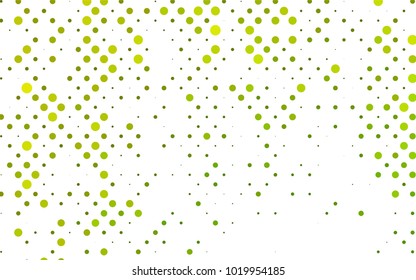 Light Green, Yellow vector illustration which consist of circles. Dotted gradient design for your business. Creative geometric background in halftone style with colored spots.