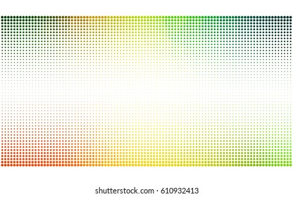 Light Green, Yellow vector illustration which consist of circles. Dotted gradient design for your business. Creative geometric background in halftone style with colored spots.