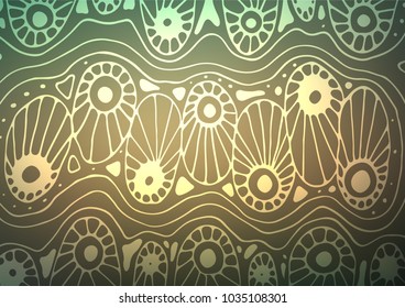 Light Green, Yellow vector indian curved pattern. An elegant bright illustration with lines in Natural style. The template can be used as a background for cell phones.