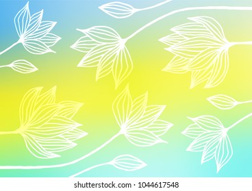 Light Green, Yellow vector indian curved pattern. Sketchy hand drawn doodles on blurred background. The elegant pattern can be used as a part of a brand book.