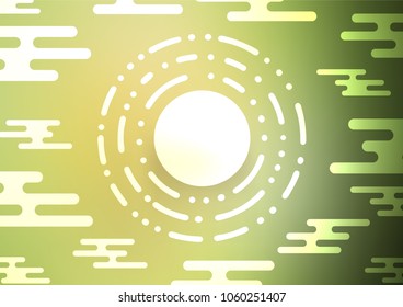 Light Green, Yellow vector indian curved background. Creative illustration in blurred style with doodles and Zen tangles. The pattern can be used for coloring books and pages for kids.