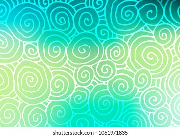 Light Green, Yellow vector indian curved texture. Decorative shining illustration with doodles on abstract template. A completely new design for your business.