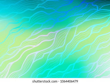 Light Green, Yellow vector indian curved template. Doodles on blurred abstract background with gradient. A completely new design for your business.