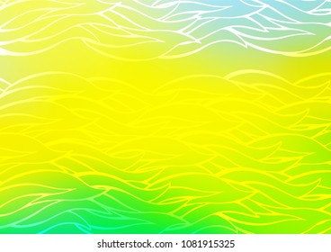 Light Green, Yellow vector indian curved background. Shining colored illustration with doodles in Zen tangle style. The pattern can be used for coloring books and pages for kids.