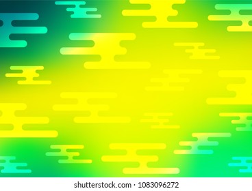 Light Green, Yellow vector indian curved template. Colorful abstract illustration with lines in Asian style. The template can be used as a background for cell phones.