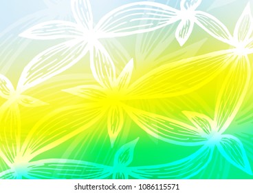 Light Green, Yellow vector indian curved background. Modern geometrical abstract illustration with doodles. Brand-new design for your business.