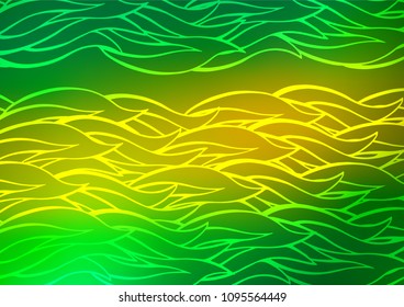 Light Green, Yellow vector indian curved template. A vague abstract illustration with doodles in Indian style. Brand-new style for your business design.
