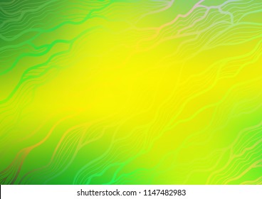 Light Green, Yellow vector indian curved pattern. Brand-new colored illustration in blurry style with doodles. The template can be used as a background for cell phones.