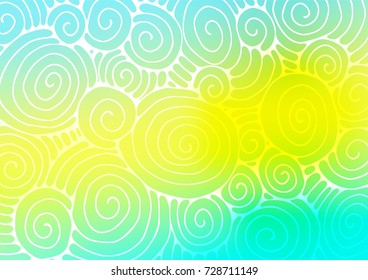 Light Green, Yellow vector indian curved texture. Modern geometrical abstract illustration with doodles. The elegant pattern can be used as a part of a brand book.