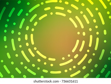 Light Green, Yellow vector indian curved background. A vague abstract illustration with doodles in Indian style. A completely new template for your business design.