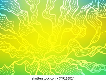 Light Green, Yellow vector indian curved texture. Brand-new colored illustration in blurry style with doodles. The best blurred design for your business.