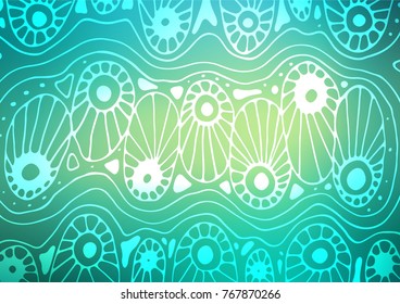 Light Green, Yellow vector indian curved template. A completely new color illustration in doodle style. The completely new template can be used for your brand book.