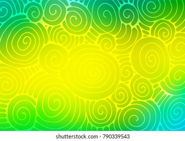 Light Green, Yellow vector indian curved template. Creative illustration in blurred style with doodles and Zen tangles. A completely new template for your business design.