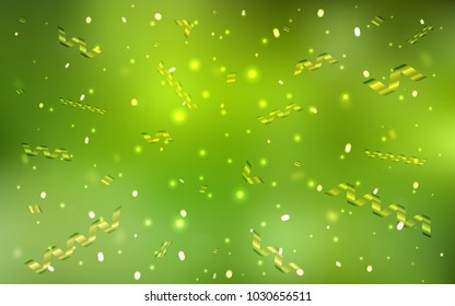 Light Green, Yellow vector layout with festival confetti. Modern geometrical abstract illustration with carnival ribbons. The pattern can be used for birthday gifts, congratulations.