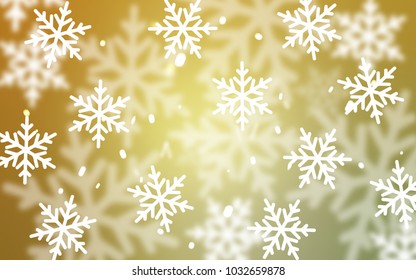 Light Green, Yellow vector layout with bright snowflakes. Modern geometrical abstract illustration with crystals of ice. The pattern can be used for year new  websites.