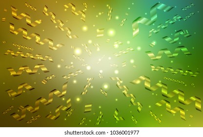 Light Green, Yellow vector layout with festival confetti. Modern geometrical abstract illustration with carnival ribbons. Beautiful design for your business advert of anniversary.