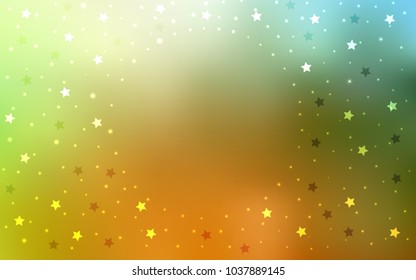 Light Green, Yellow vector layout with bright stars. Glitter abstract illustration with colored stars. The pattern can be used for websites.