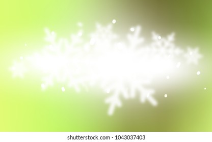 Light Green, Yellow vector layout with bright snowflakes. Blurred decorative design in xmas style with snow. New year design for your business advert.