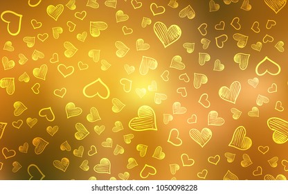 Light Green, Yellow vector layout with sweet hearts. Blurred decorative design in doodle style with hearts. Pattern for marriage gifts, congratulations.