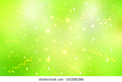 Light Green, Yellow vector layout with festival confetti. Glitter abstract illustration with colorful confetti, ribbons. The pattern can be used for carnival, festival leaflets.