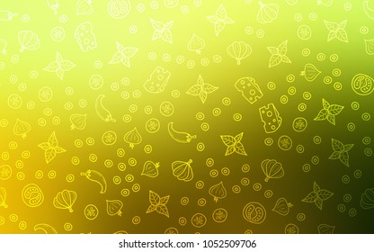 Light Green, Yellow vector layout with restaurant food. Fast Food on blurred abstract background with colorful gradient. Pattern for ad, booklets, leaflets of restaurants.