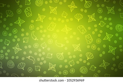 Light Green, Yellow vector layout with restaurant food. Illustration with set of fresh food in doodle style. Pattern for ad, booklets, leaflets of restaurants.