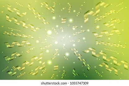 Light Green, Yellow vector layout with festival confetti. Beautiful colored illustration with ribbon in celebration style. The pattern can be used for birthday gifts, congratulations.
