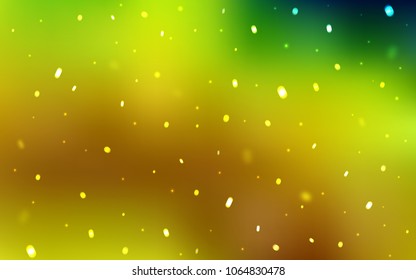 Light Green, Yellow vector layout with bright snowflakes. Modern geometrical abstract illustration with crystals of ice. The template can be used as a new year background.