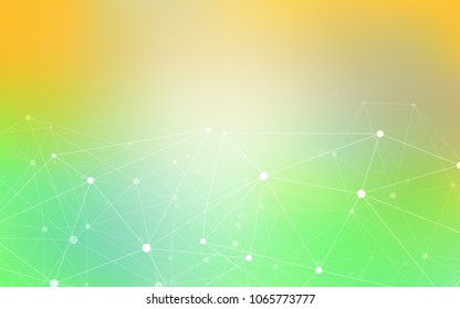 Light Green, Yellow vector layout with circles, lines. Decorative design in abstract style with triangle structure. Completely new template for your brand book.