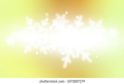 Light Green, Yellow vector layout with bright snowflakes. Blurred decorative design in xmas style with snow. The pattern can be used for new year leaflets.