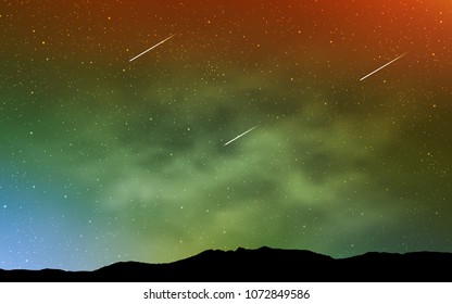 Light Green, Yellow vector layout with cosmic stars. Glitter abstract illustration with colorful cosmic stars. Template for cosmic backgrounds.