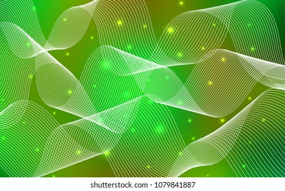 Light Green, Yellow vector layout with festival confetti. Modern geometrical abstract illustration with carnival ribbons. The pattern can be used for new year ad, booklets.