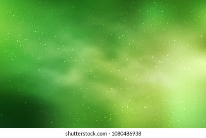 Light Green, Yellow vector layout with cosmic stars. Shining colored illustration with bright astronomical stars. Best design for your ad, poster, banner.