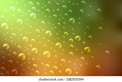 Light Green, Yellow vector layout with circle shapes. Glitter abstract illustration with blurred drops of rain. Pattern can be used as texture of water, rain drops.