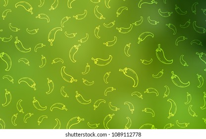 Light Green, Yellow vector layout with peppers. Beautiful colored illustration with peppers in doodle style. Pattern for ads of breakfast, lunch, dinner.
