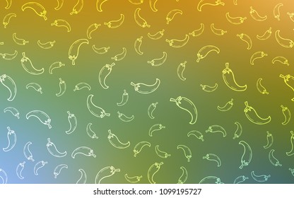 Light Green, Yellow vector layout with peppers. Illustration with set of fresh peppers in doodle style. Doodle design for your business advert of cafes.