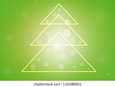 Light Green, Yellow vector layout with a christmas tree. Christmas tree on blurred abstract background with gradient. The pattern can be used for new year ad, booklets.