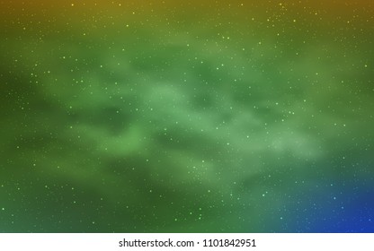 Light Green, Yellow vector layout with cosmic stars. Glitter abstract illustration with colorful cosmic stars. Smart design for your business advert.