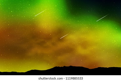 Light Green, Yellow vector layout with cosmic stars. Shining colored illustration with bright astronomical stars. Pattern for astronomy websites.