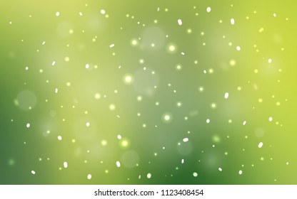 Light Green, Yellow vector layout with bright snowflakes. Shining colored illustration with snow in christmas style. New year design for your ad, poster, banner.