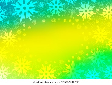 Light Green, Yellow vector layout with bright snowflakes. Glitter abstract illustration with crystals of ice. The pattern can be used for new year leaflets.