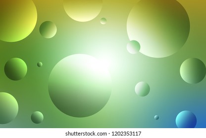 Light Green, Yellow vector layout with circle shapes. Blurred bubbles on abstract background with colorful gradient. New design for ad, poster, banner of your website.