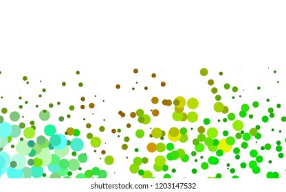 Light Green, Yellow vector layout with circle spots. Modern abstract illustration with colorful water drops. Pattern of water, rain drops.