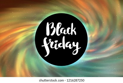 Light Green, Yellow vector layout with a black hole, universe. Gradient colorful illustration with a black hole, stars. Backdrop for ads, leaflets of Black Friday.